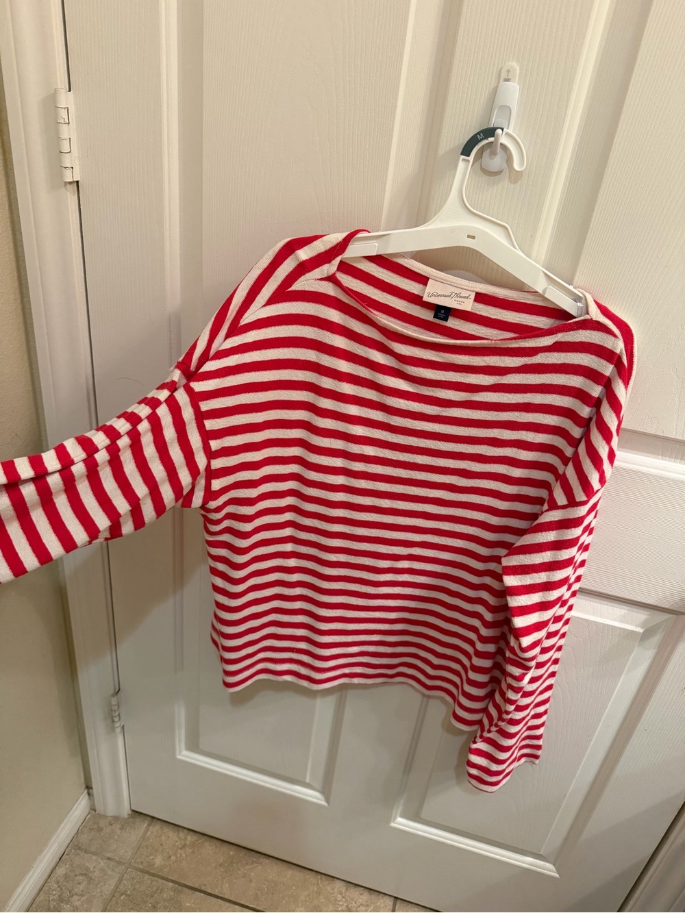 Universal Thread Red and White Striped Long Sleeve Top